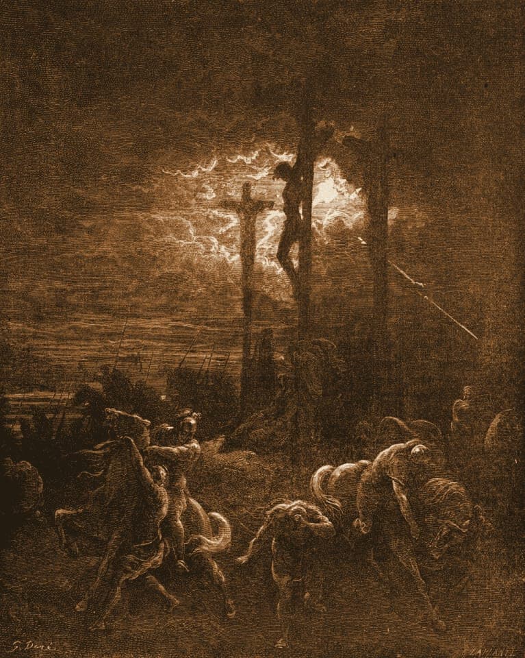Gustave Doré engraving: close of the crucifixion.
