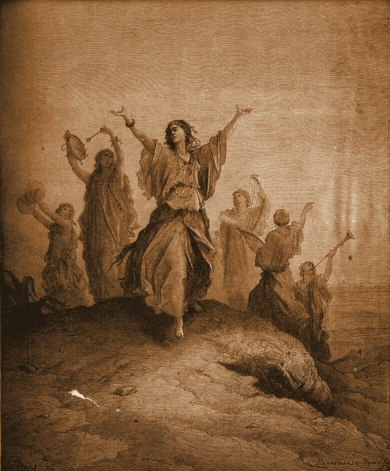 Gustave Doré engraving: jephthah met by his daughter.