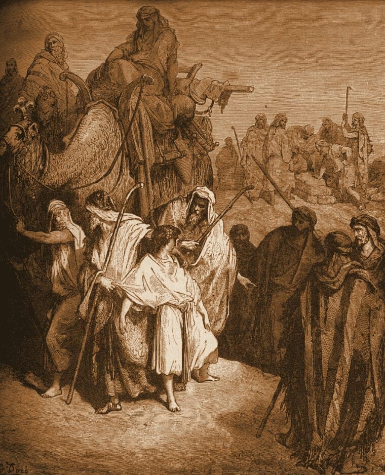 Gustave Doré engraving: joseph sold into egypt.