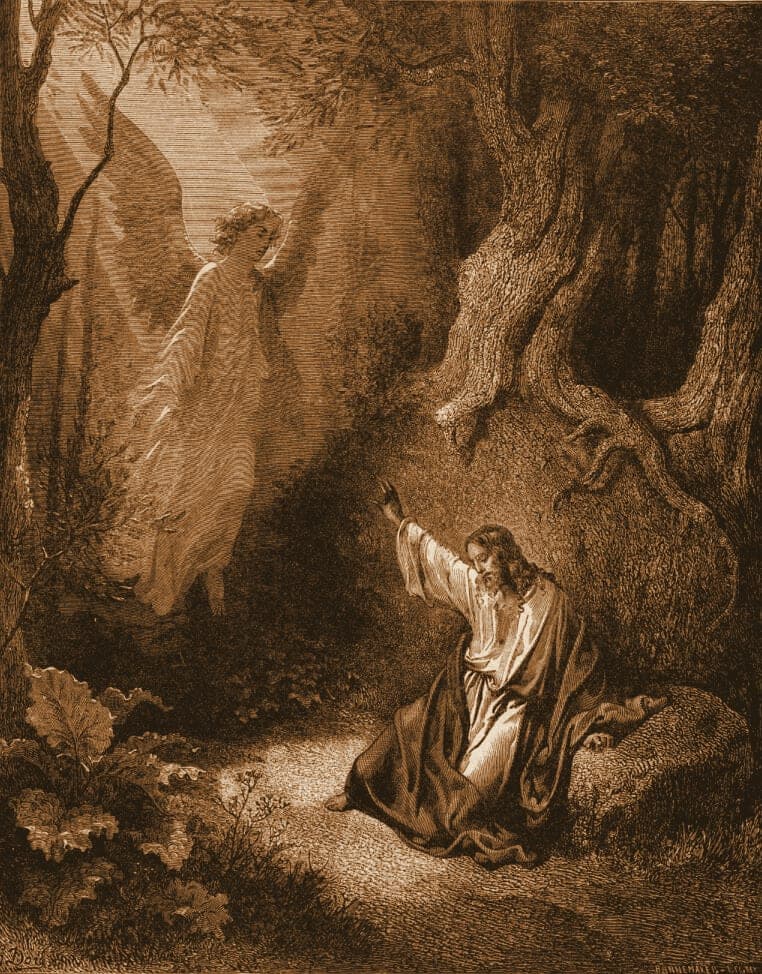 Gustave Doré engraving: the agony in the garden.