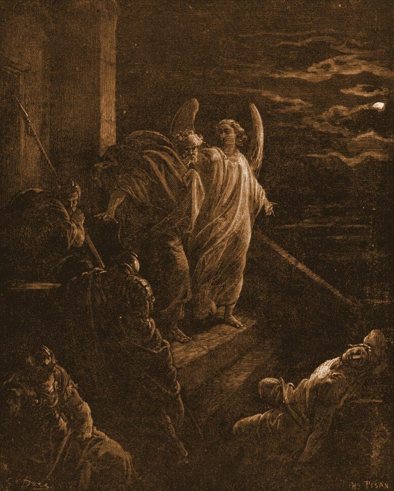 Gustave Doré engraving: the deliverance of st. peter.