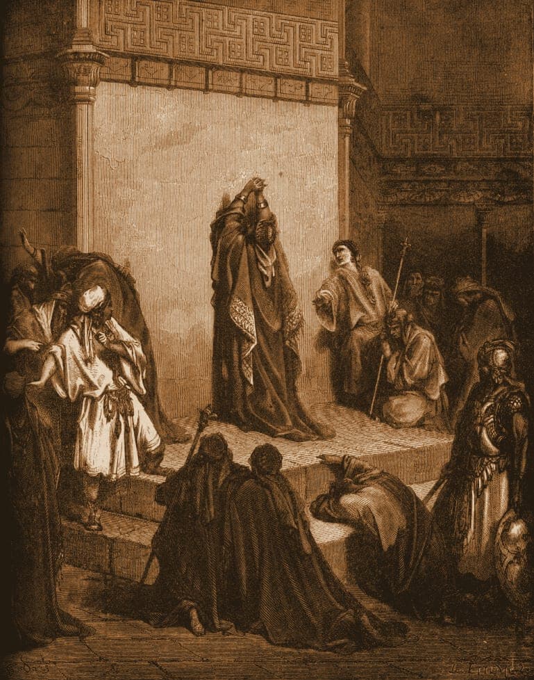 Gustave Doré engraving: david mourning over absalom.