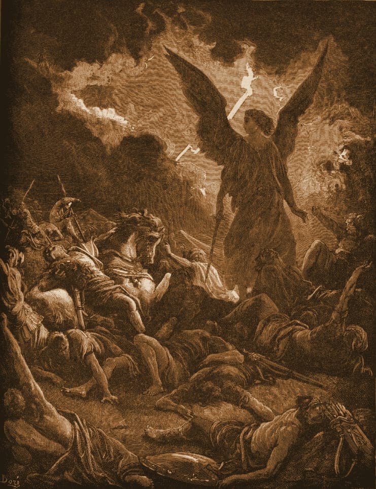Gustave Doré engraving: destruction of sennacherib's host.