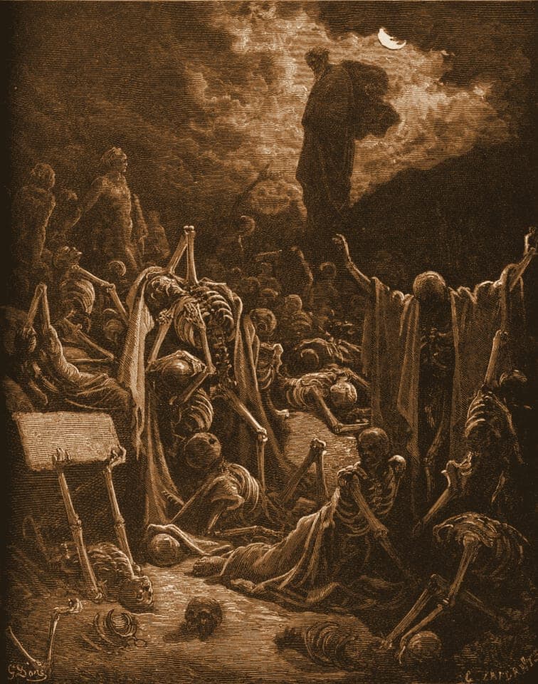 Gustave Doré engraving: the vision of ezekiel.